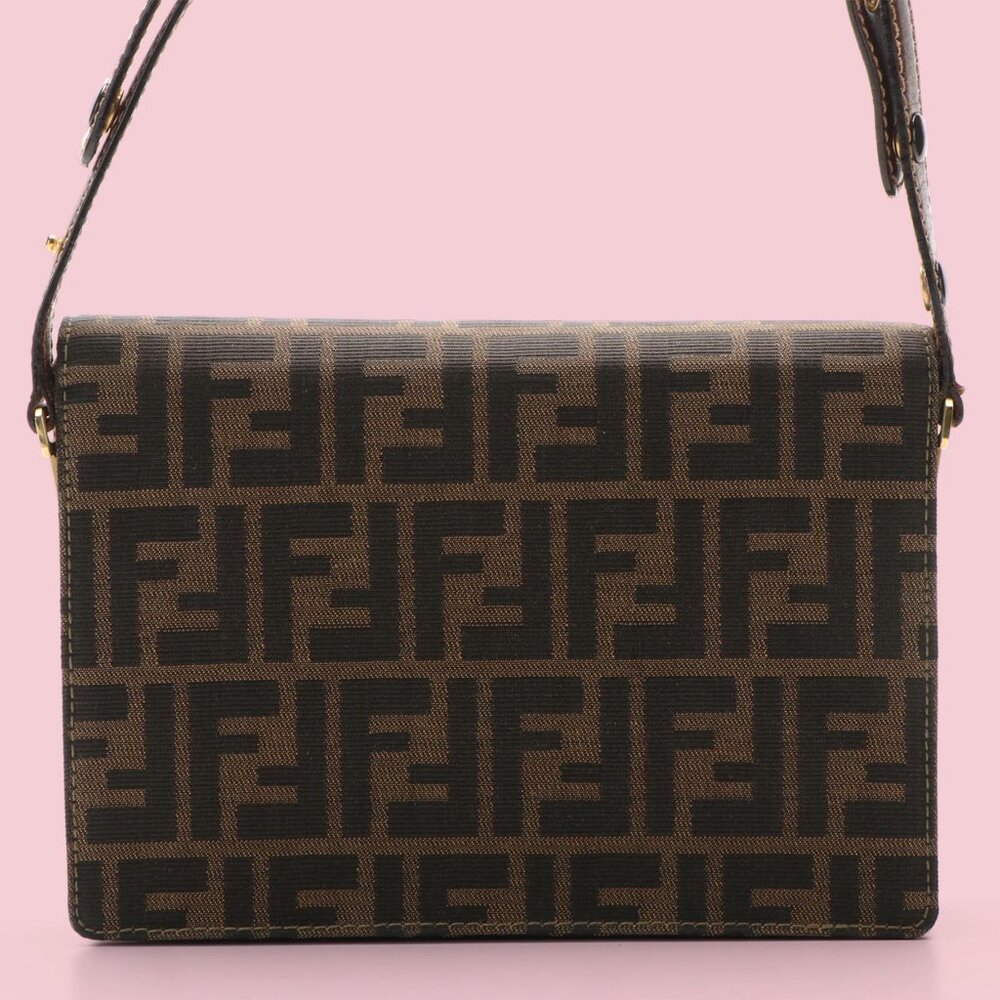 Fendi Tobacco Monogram Zucca Canvas Shoulder Bag - Picture 5 of 13